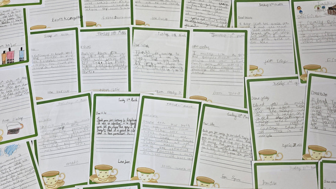 Thank you letters for a talk on tea.