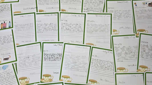 Thank you letters for a talk on tea.