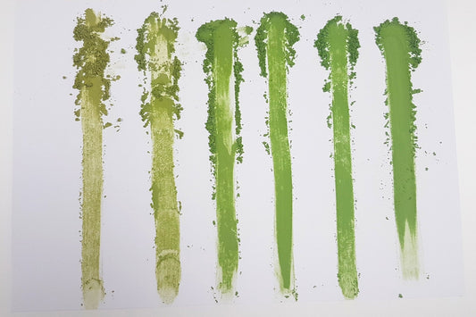 Different grades of matcha powder. The matcha smear test.