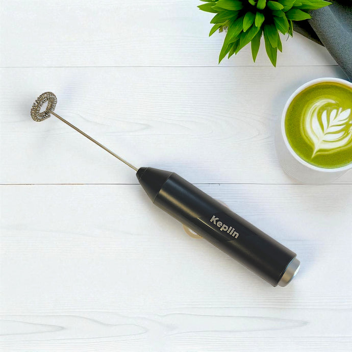 Black Keplin milk frother for Matcha lattes.